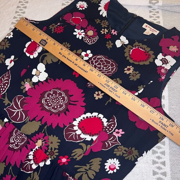 Brooks Brothers Red Fleece Sleeveless Dress Floral Navy Blue Viscose Ruffle Hem - Picture 12 of 14